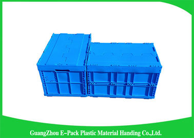 Hộp nhựa có thể gập lại màu xanh lam có nắp đính kèm / Hộp nhựa có thể xếp chồng lên nhau