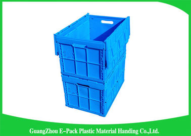 Hộp nhựa có thể gập lại màu xanh lam có nắp đính kèm / Hộp nhựa có thể xếp chồng lên nhau