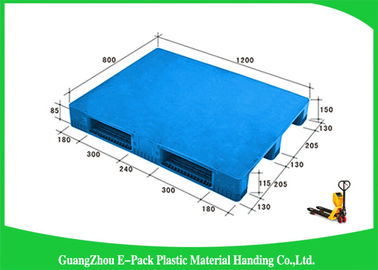 1200 * 800mm Pallet nhựa màu xanh với ba thanh chạy, Pallet nhựa trượt HDPE nguyên chất