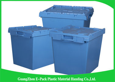 Làm tổ hộp lưu trữ hạng nặng hậu cần, thùng lưu trữ bằng nhựa có nắp bản lề