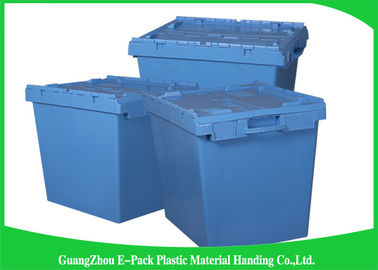 Làm tổ hộp lưu trữ hạng nặng hậu cần, thùng lưu trữ bằng nhựa có nắp bản lề