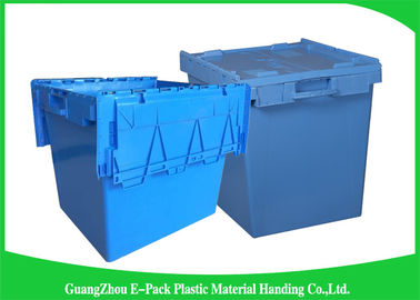 Làm tổ hộp lưu trữ hạng nặng hậu cần, thùng lưu trữ bằng nhựa có nắp bản lề