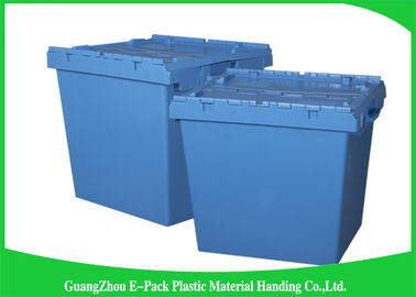 Làm tổ hộp lưu trữ hạng nặng hậu cần, thùng lưu trữ bằng nhựa có nắp bản lề