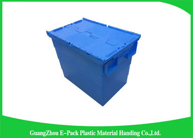 Hộp tote nhựa có thể xếp chồng lên nhau di chuyển hạng nặng với nắp bản lề