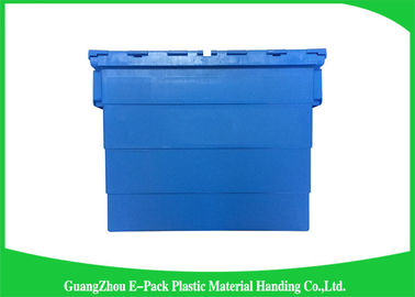 Hộp tote nhựa có thể xếp chồng lên nhau di chuyển hạng nặng với nắp bản lề