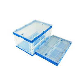 650 * 440 mm Series Hộp tote có thể gập lại bằng nhựa Có nắp đậy kèm theo Xếp chồng