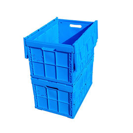 600 * 400 * 368 Mm Hậu cần Hộp nhựa có thể gập lại được Nắp đậy đi kèm Màu xanh lam