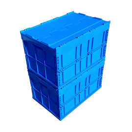 600 * 400 * 368 Mm Hậu cần Hộp nhựa có thể gập lại được Nắp đậy đi kèm Màu xanh lam