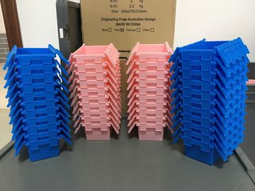 Kích thước nhỏ 120 * 80 * 60 mm Hộp xếp chồng nhựa Nest Tote Có nắp đậy