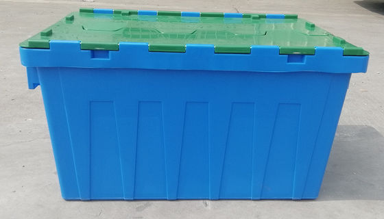 Tùy chỉnh Hộp tote nhựa tải 35kg Đính kèm Thùng chứa có nắp xếp chồng lên nhau