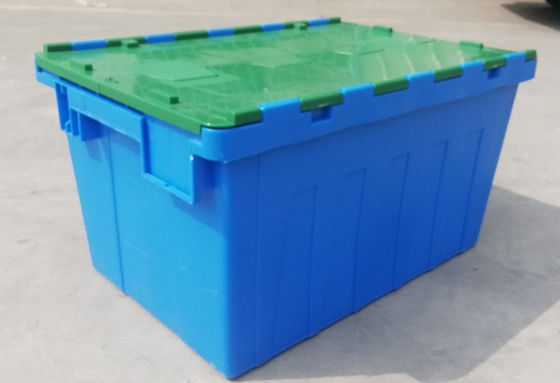 Tùy chỉnh Hộp tote nhựa tải 35kg Đính kèm Thùng chứa có nắp xếp chồng lên nhau